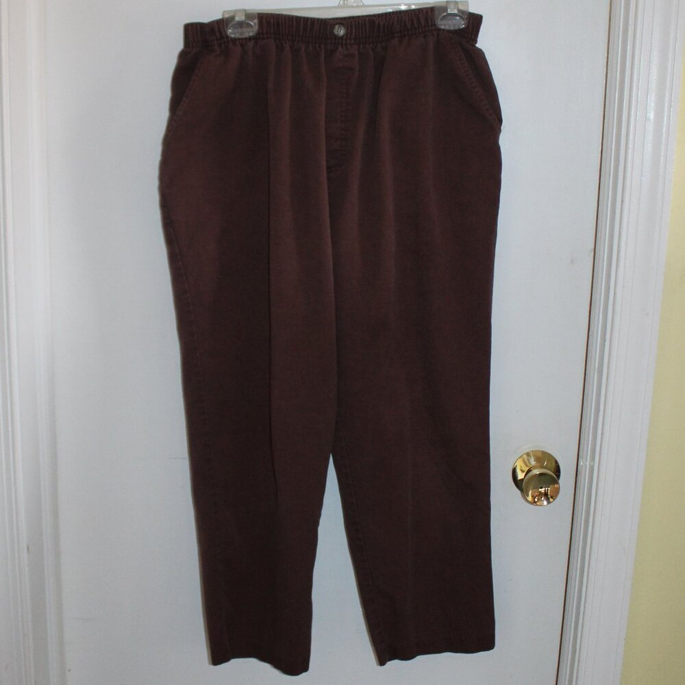 Classic Elements Vintage Women's Petite Elastic Waist Pant - Brown 16P